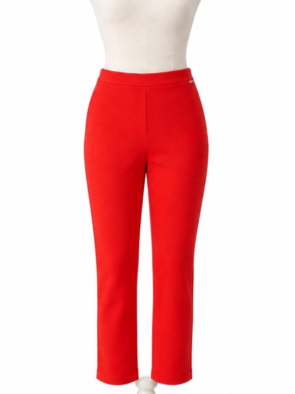 St John Yellow Label Red Capri Pants Womens 6 Cotton Blend Stretch Pull On USA